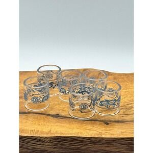 Vintage Pyrex Compatibles Old Towne Blue Glass Napkin Rings Set of 6